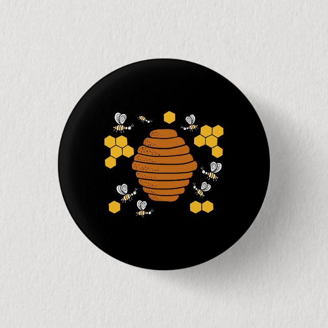 Badge Rond 2,50 Cm Bee Honeycomb (Devant)