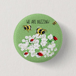 Badge Rond 2,50 Cm BEES et LadyBugs - Art de LeahG Sauvez les abeille