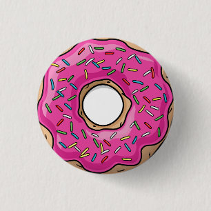 Badge Rond 2,50 Cm Beignet arrosé par rose délicieux juteux