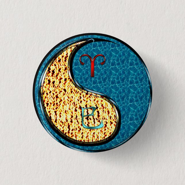 Badge Rond 2,50 Cm Bélier et Serpent d'eau (Devant)