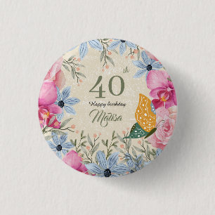 Badge Rond 2,50 Cm Belle correspondance Moderne rustique fleuri 40e a
