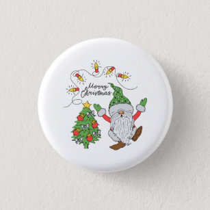 Badge Rond 2,50 Cm Belle Danse Noël Gnome Arbre Lumières