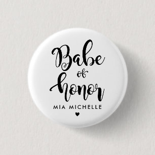 Badge Rond 2,50 Cm Belle Demoiselle d'Honneur Noir et Blanc