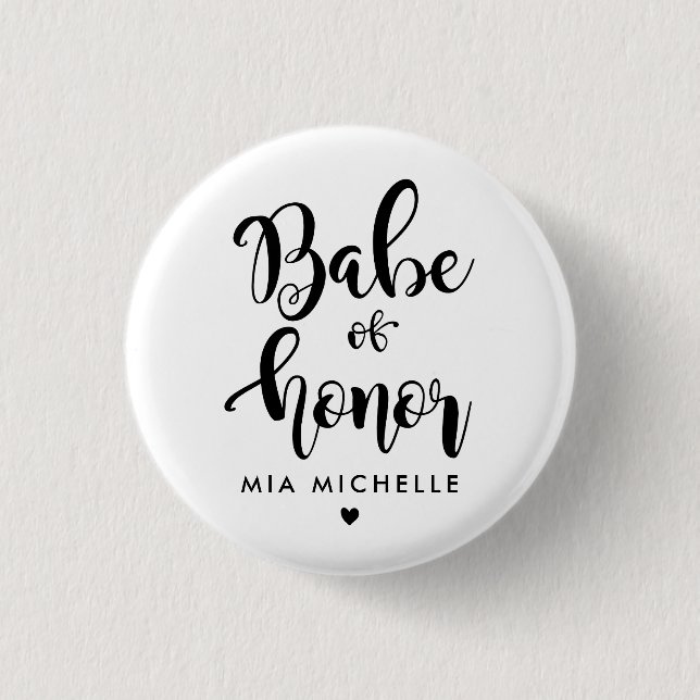 Badge Rond 2,50 Cm Belle Demoiselle d'Honneur Noir et Blanc  (Devant)