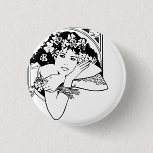 Badge Rond 2,50 Cm Belle Femme avec Clovers & Shamrocks -