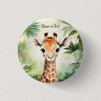 Badge Rond 2,50 Cm Belle Fête de Naissance de Jungle de Girafe Mignon