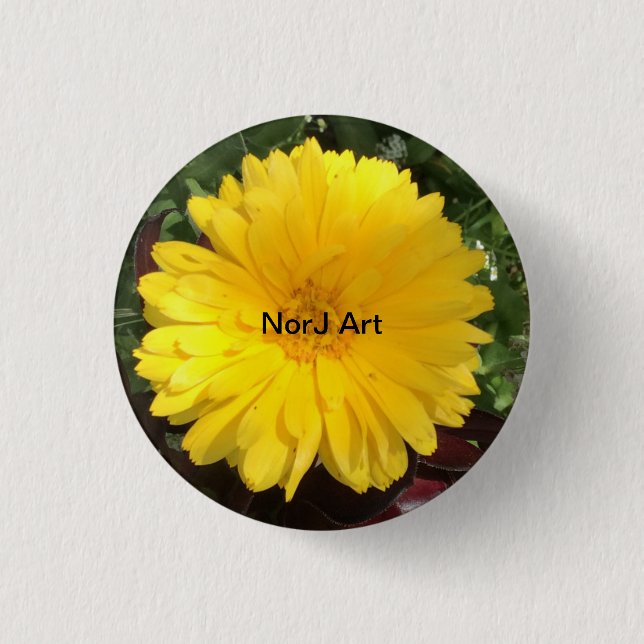 Badge Rond 2,50 Cm Belle fleur jaune par art de NorJ (Devant)