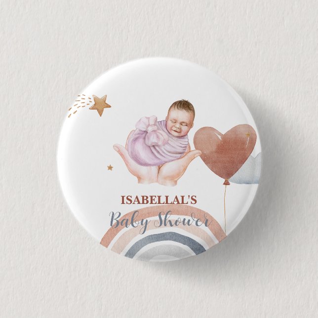 Badge Rond 2,50 Cm Belle lune étoile baby shower enfants afro-américa (Devant)