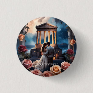 Badge Rond 2,50 Cm Belle mariée et chambre debout au bord de la mer