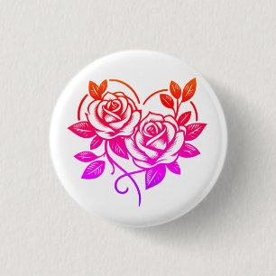 Badge Rond 2,50 Cm Belle Rose Floral élégant