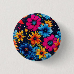 Badge Rond 2,50 Cm Belles fleurs et Roses sucrés