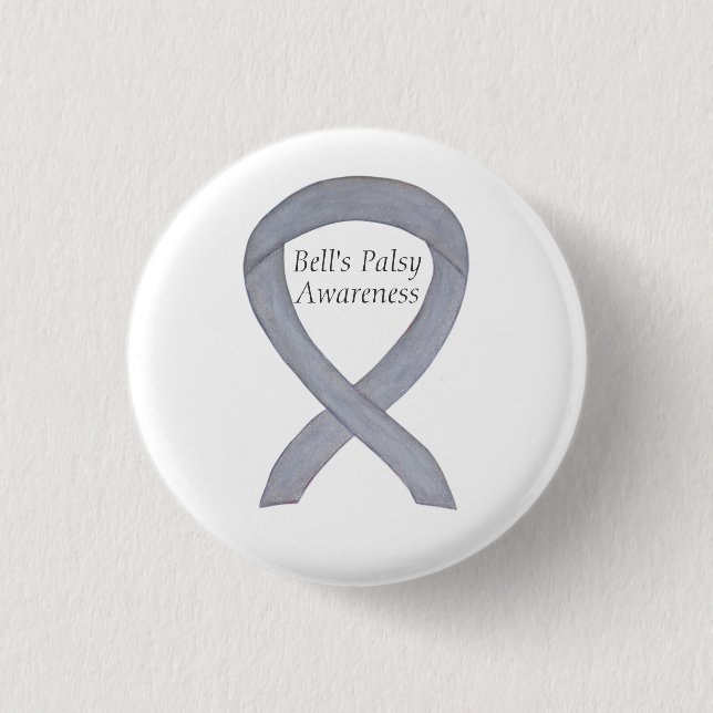 Badge Rond 2,50 Cm Bell's Palsy Silver Awareness Ribbon Custom Pin (Devant)