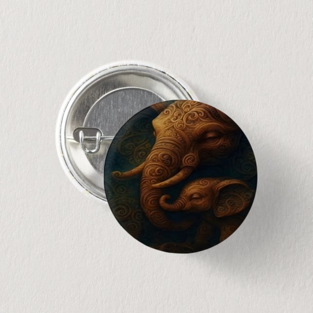 Badge Rond 2,50 Cm Benevolent Elephants Button (Devant & derrière)