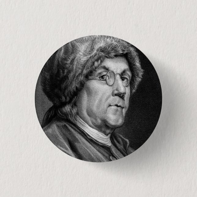 BADGE ROND 2,50 CM BENJAMIN FRANKLIN (Devant)