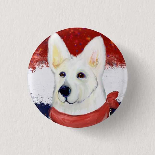 Badge Rond 2,50 Cm  Berger Blanc Allemand       (Devant)