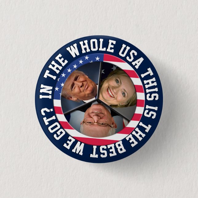 Badge Rond 2,50 Cm Bernie, Hillary et atout (Devant)