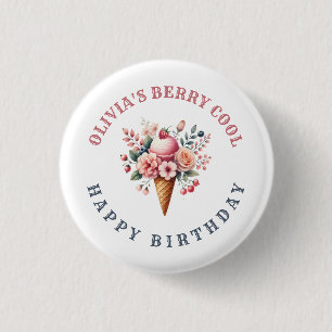 Badge Rond 2,50 Cm Berry Cool Bonne fête de crème glacée anniversaire