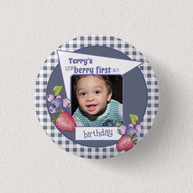 Badge Rond 2,50 Cm Berry Premier anniversaire (Devant)