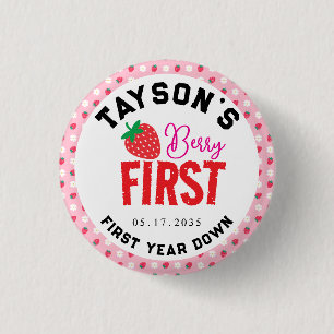 Badge Rond 2,50 Cm Berry Premier anniversaire 1er anniversaire fraise