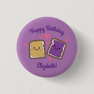 Badge Rond 2,50 Cm Beurre d'arachide et Jelly fête d'anniversaire PBJ