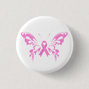 Badge Rond 2,50 Cm Beurre-papillon rose Cancer du sein  Bouton de la 