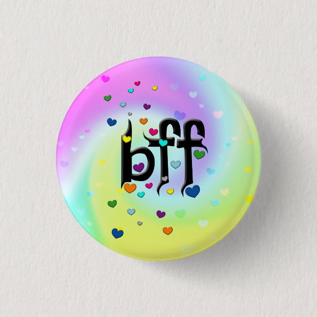 Badge Rond 2,50 Cm bff ~ coeurs (Devant)