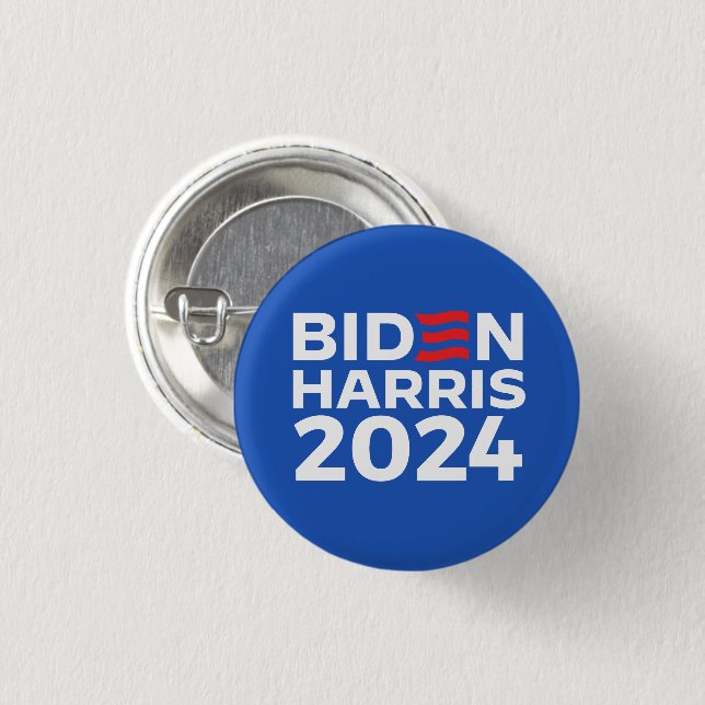 Badge Rond 2,50 Cm Biden Harris 2024 Bleu (Devant & derrière)