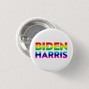 Badge Rond 2,50 Cm Biden Harris Pride rainbow couleurs blanc bouton 