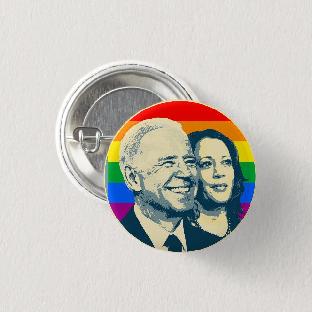 Badge Rond 2,50 Cm Biden Harris Rainbow Pride (Devant & derrière)