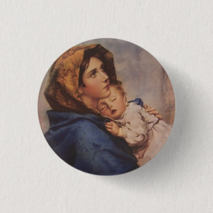 Badge Rond 2,50 Cm Bienheureuse Vierge Marie avec Bébé Jésus