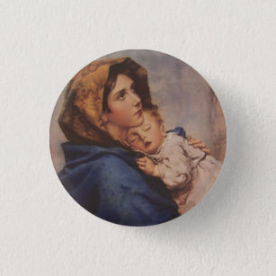 Badge Rond 2,50 Cm Bienheureuse Vierge Marie avec Bébé Jésus