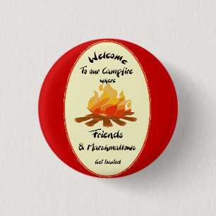 Badge Rond 2,50 Cm Bienvenue dans notre Humour Campfire Friends