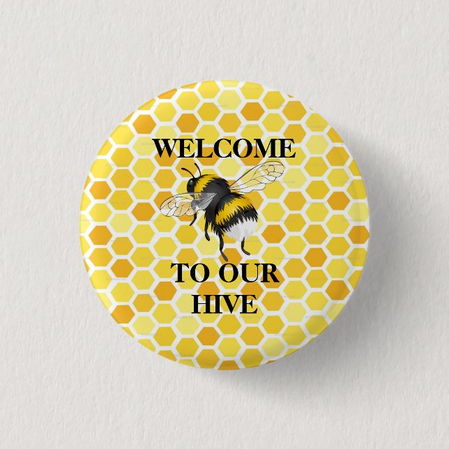 Badge Rond 2,50 Cm bienvenue dans notre ruche (Devant)