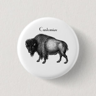 Badge Rond 2,50 Cm Big Bison Buffalo Thunder-Cove