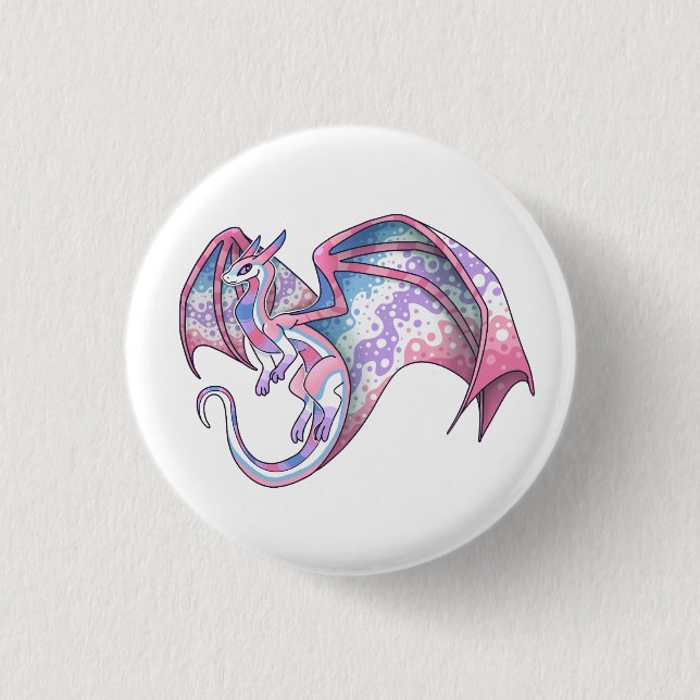 Badge Rond 2,50 Cm Bigender Pride Dragon (Devant)