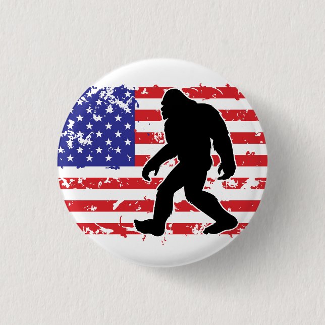 Badge Rond 2,50 Cm Bigfoot et le drapeau américain (Devant)