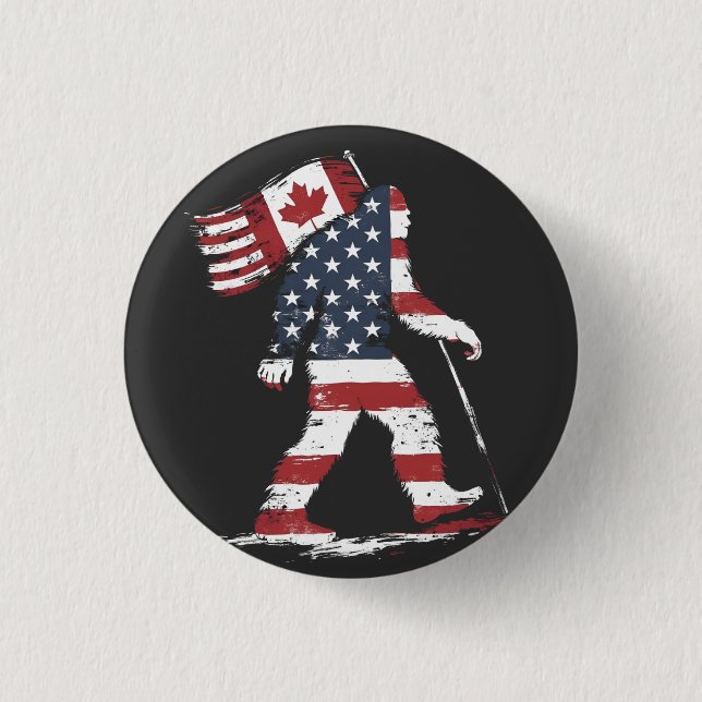 Badge Rond 2,50 Cm Bigfoot Holding Canada Flag 51e Trump d'État (Devant)