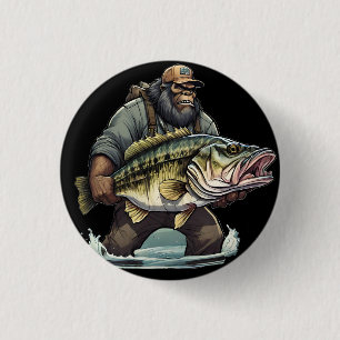 Badge Rond 2,50 Cm Bigfoot Pêche basse Poisson Sasquatch Yeti Yeti da