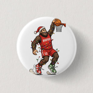 Badge Rond 2,50 Cm Bigfoot Sasquatch Basket Noël 2026 Vacances