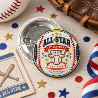 Badge Rond 2,50 Cm Billet de baseball All-Star pour le 1er anniversai