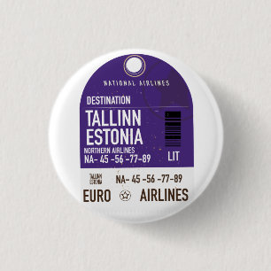 Badge Rond 2,50 Cm Billet de voyage Tallinn Estonie Impression sur mé