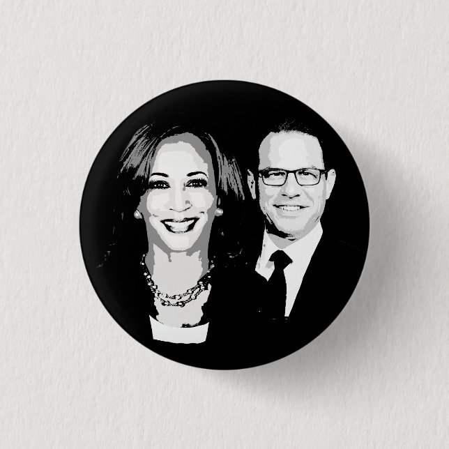 Badge Rond 2,50 Cm Billet Kamala Harris et Josh Shapiro (Devant)