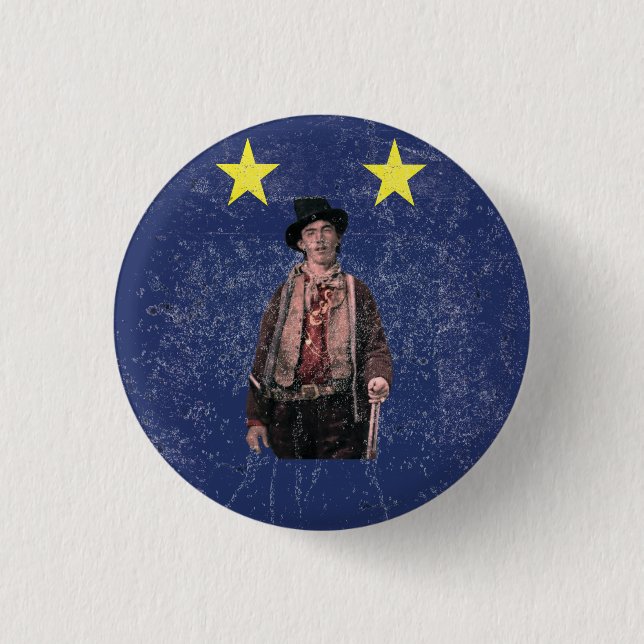 Badge Rond 2,50 Cm Billy l'enfant American Gunfighter Outlaw Old West (Devant)