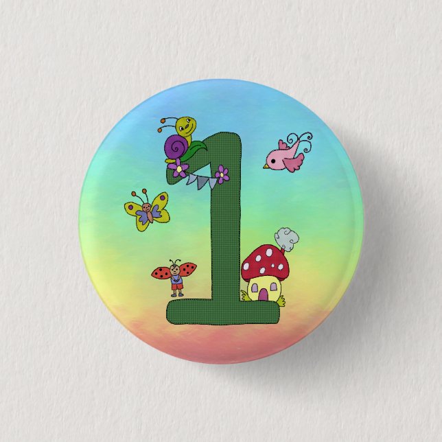 Badge Rond 2,50 Cm Bin Eins, bouton de grün (Devant)