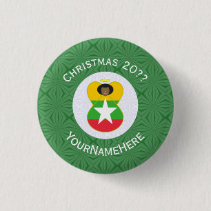 Badge Rond 2,50 Cm Birman Myanmar Drapeau Ange Noël Personnalisé