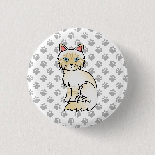 Badge Rond 2,50 Cm Birman / Ragdoll tabby crème Point Chats & Pattes  (Devant)