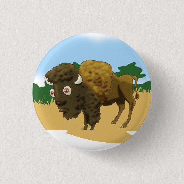 Badge Rond 2,50 Cm Bison américain (Devant)