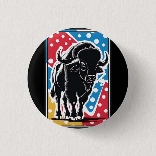 Badge Rond 2,50 Cm Bison - Buffalo Pop Art (Devant)