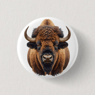 Badge Rond 2,50 Cm Bison / Buffle