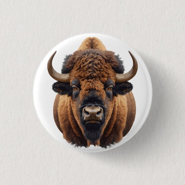 Badge Rond 2,50 Cm Bison / Buffle (Devant)